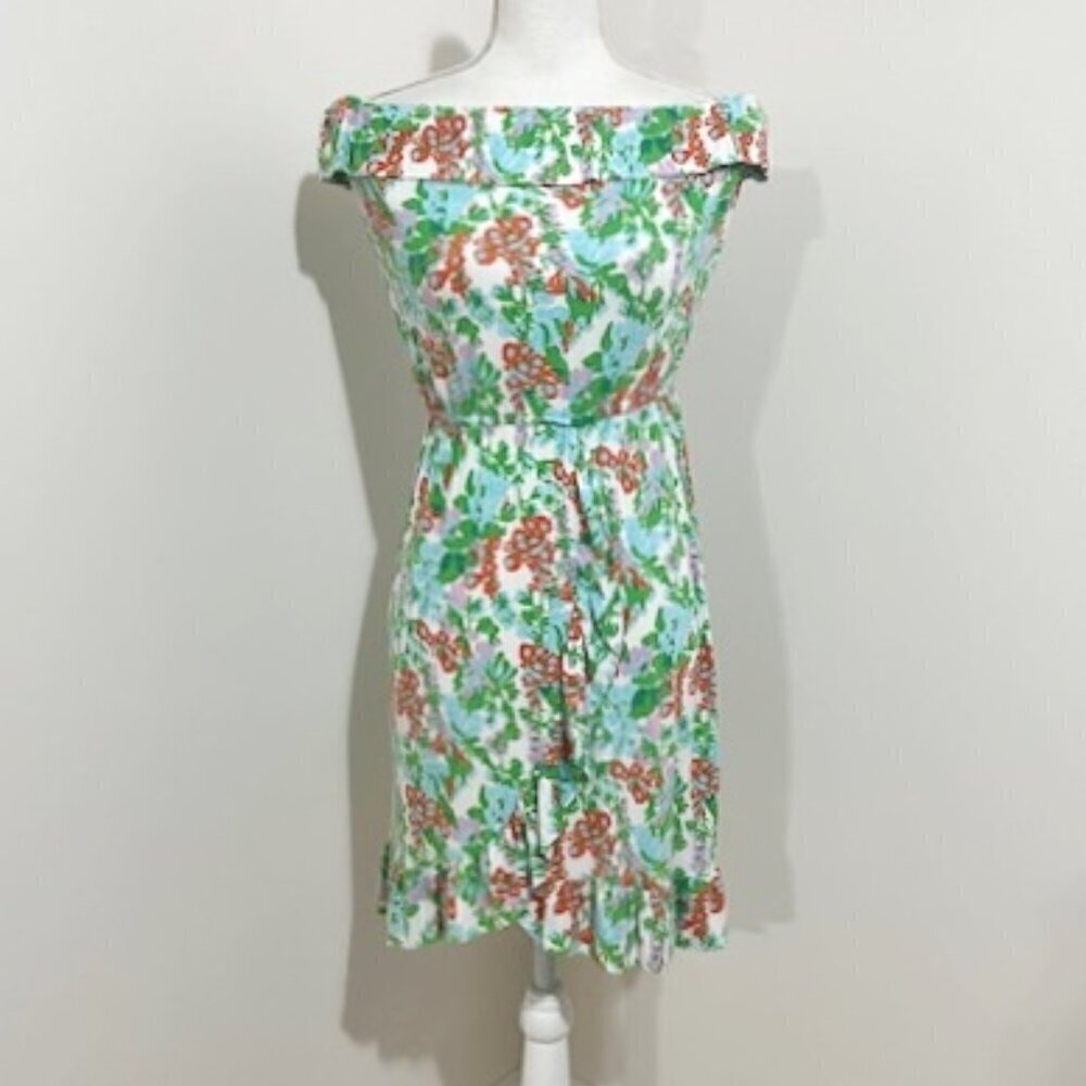 Lilly Pulitzer Mini Bee In Your Bonnet Floral Ruffle Hem Dress Size L